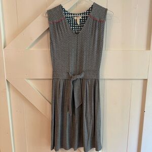 Matilda Jane A-Line Knee Length Blue Patterned Sleeveless Dress Tie Front XS